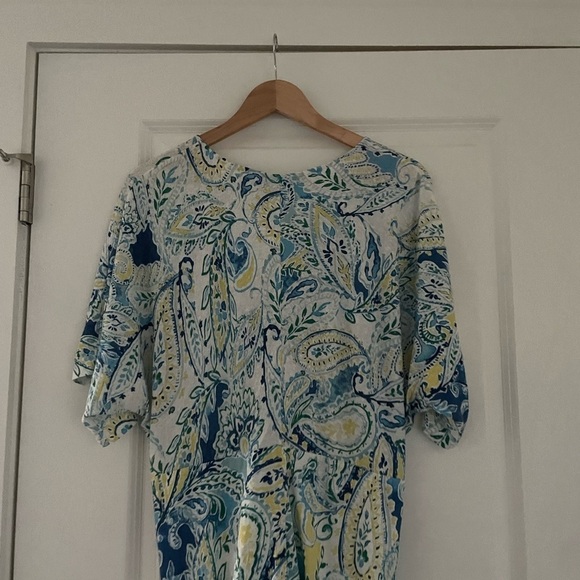 Lauren Ralph Lauren Linen Paisley Midi Knot Front Dress Extra Large - Picture 4 of 6